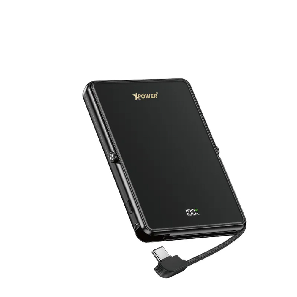 XPower M10K2 5合1鋅合金支架數顯10000mAh PD+QI2磁吸移動電源(Black)