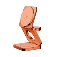 MOMAX 1-Charge Q.Port² 折疊 Qi2.2 三合一無線充電座(橙色)