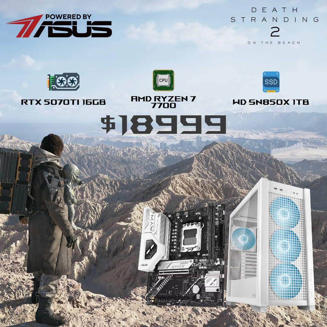 2000Fun-【Gaming 2K 240FPS推薦配置】7700/RTX5070TI/32GB RAM/1TB SSD/ATX機箱-Powered by ASUS