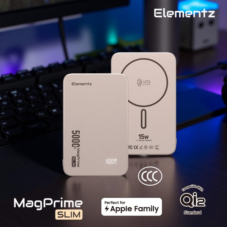 Elementz MagPrime Slim S5-5000mAh CCC認證 磁吸無線行動電源(鈦金色)