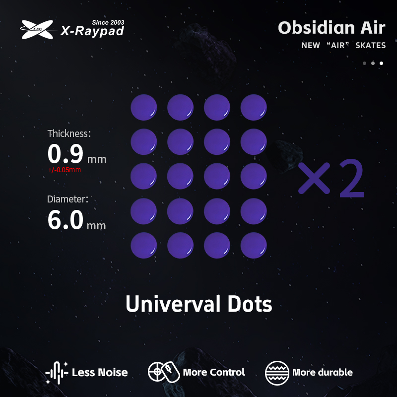 X-Raypad 通用滑鼠腳貼(Obsidian Air U-PE靜音版-⌀6.0mm Dots 40pcs)