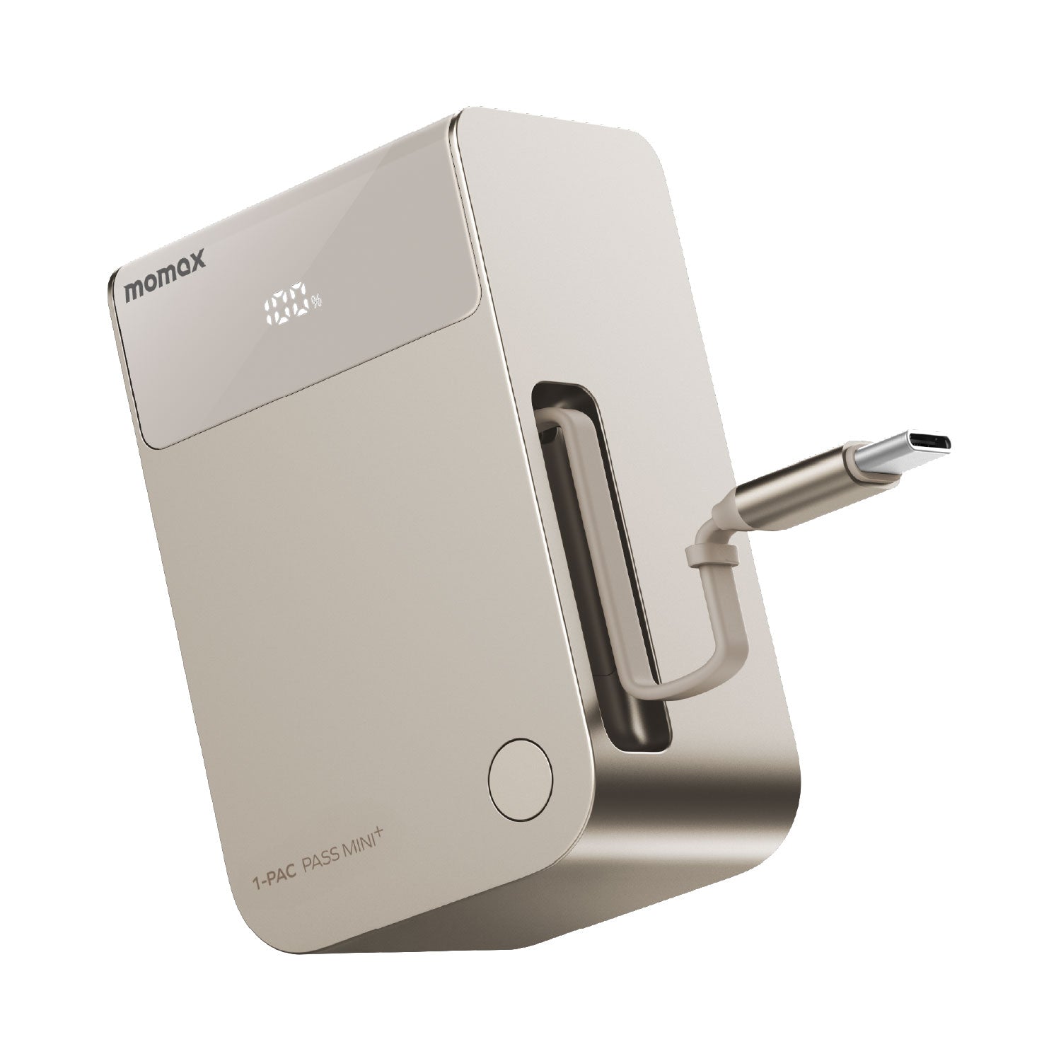 MOMAX 1-PAC Pass Mini+ 10000mAh 2合1內建伸縮充電線移動電源(IP171)(鈦色)