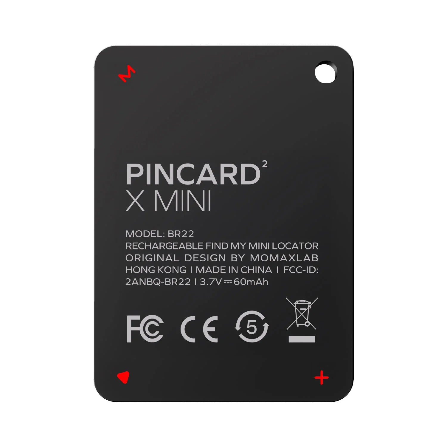 MOMAX PinCard² X Mini 可充電迷你全球定位器(BR22)(黑色)