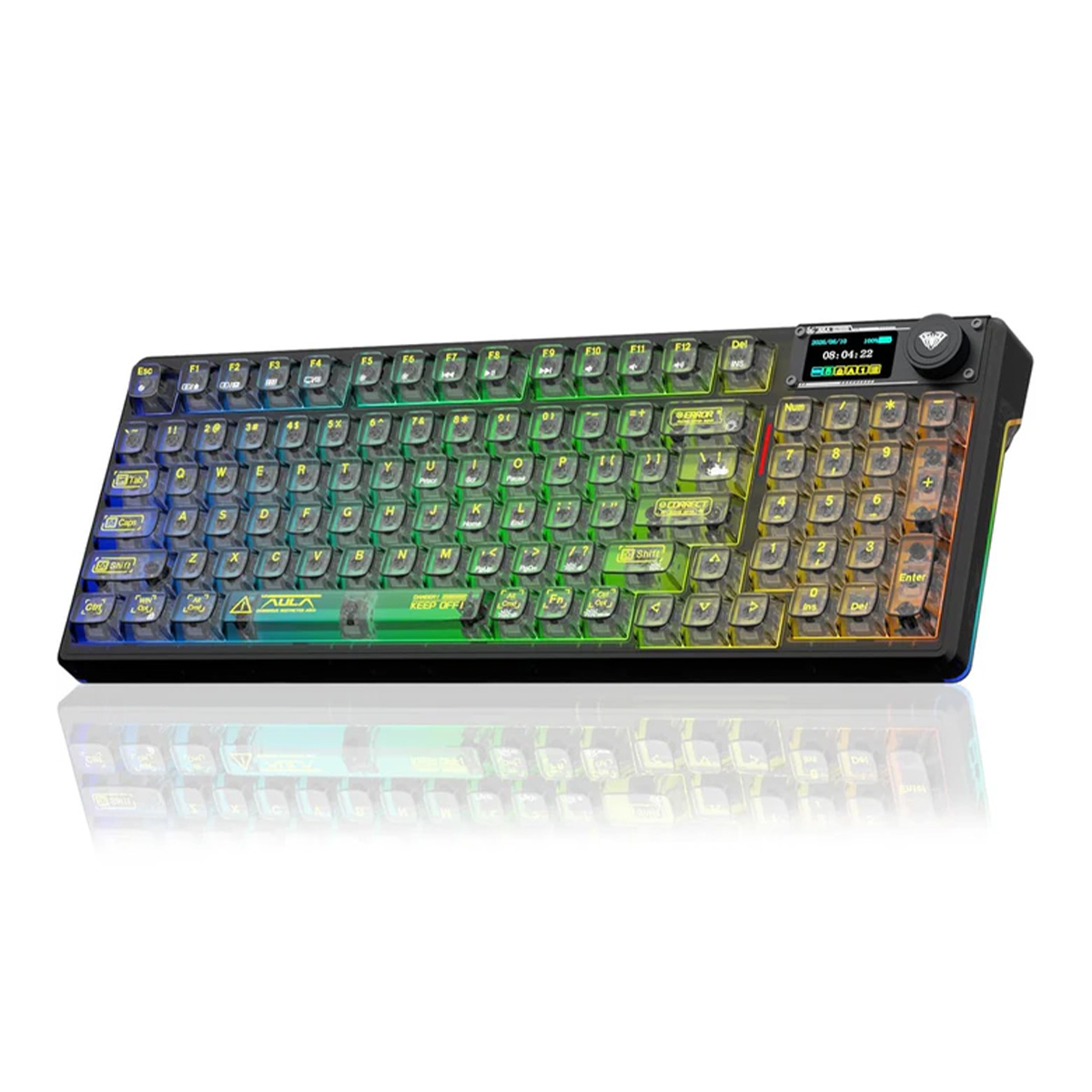 AULA F98 Pro V3 三模無線機械式鍵盤(Crystal軸-黑透)