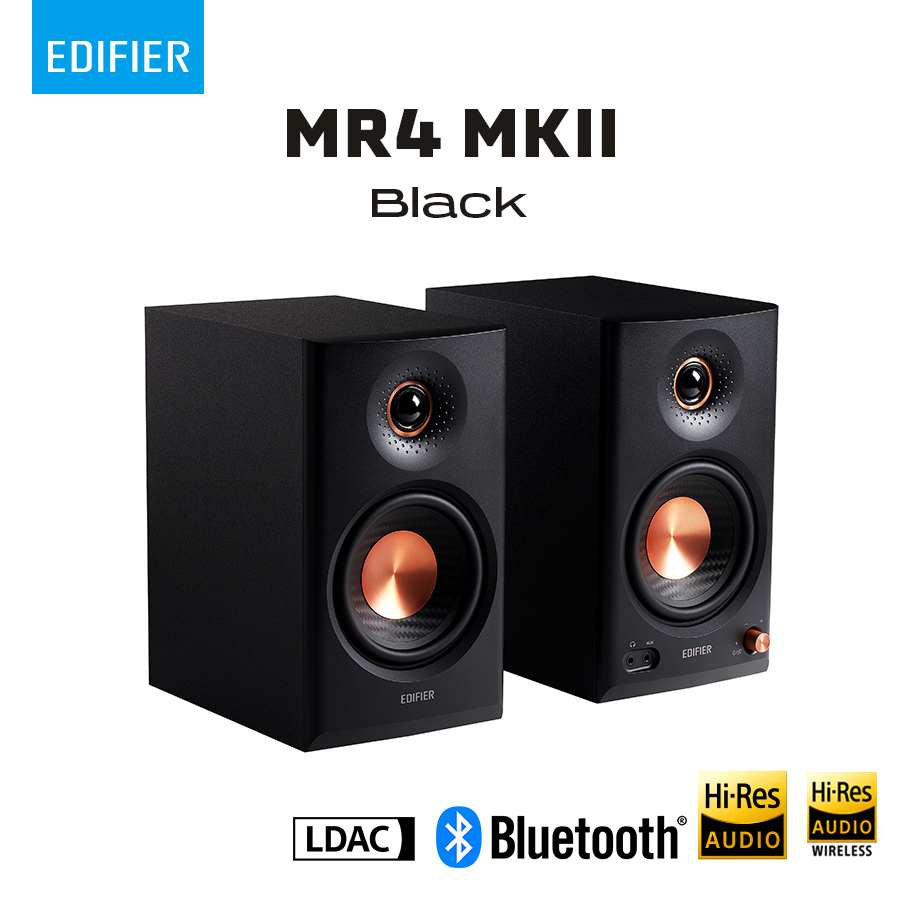 Edifier MR4 MK II 雙功放錄音室監聽喇叭(黑色)