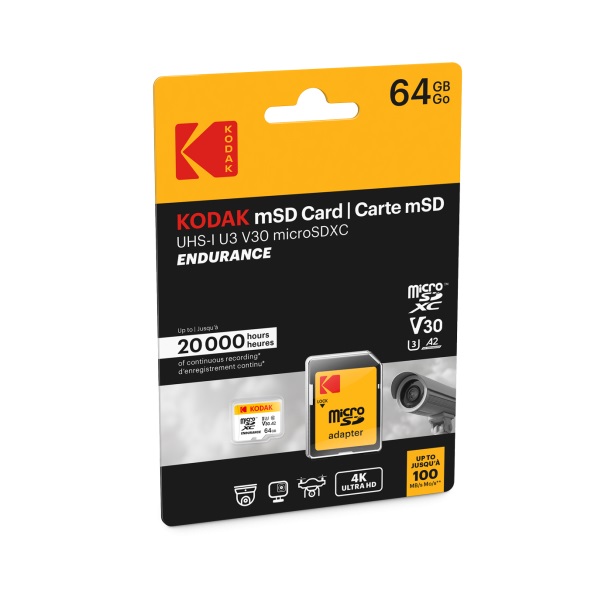 Kodak 柯達 V30 Endurance系列 UHS-I U3 V30 microSD 記憶卡 w/Adapater(64GB)