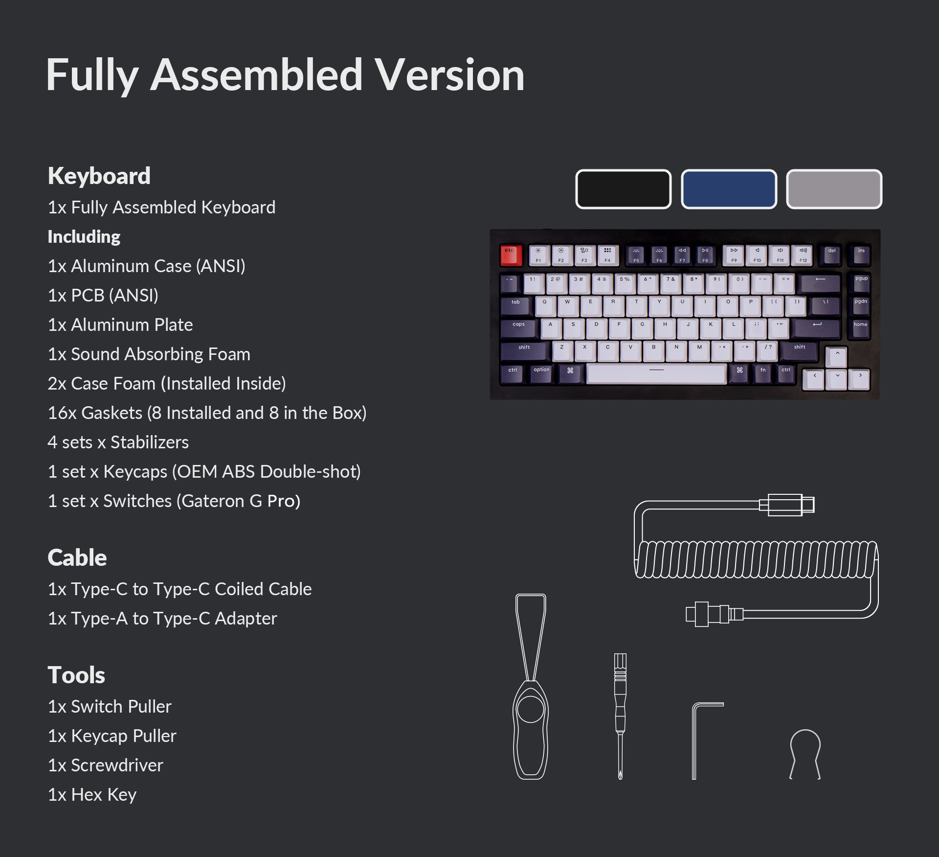 Keychron Q1D3 QMK Custom 82鍵RGB 有線機械式鍵盤(太空灰)(可換軸Hot