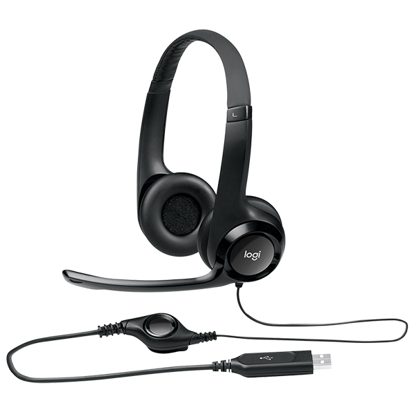 Logitech H390 USB 有線耳機連麥克風(石墨灰)