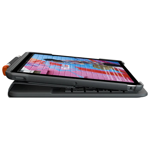 Logitech Slim Folio 護殼配備整合式藍牙鍵盤(適用於iPad 第7/8代)(石墨灰)