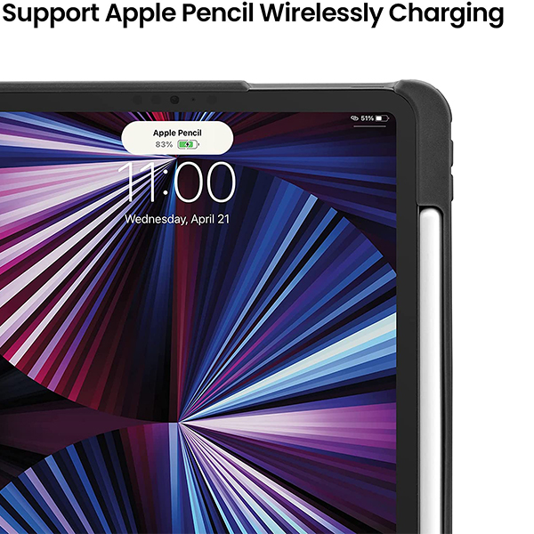 tomtoc 11吋 iPad Pro (3rd/2nd/1st Gen) 保護套連Apple Pencil充電筆槽(B02-007D 黑色)
