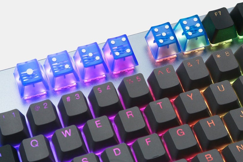Tai-Hao ABS Backlit Cubic Profile 6 Dice Keys Novelty Doubleshot Keyset (T01BU101)(Sky Blue)