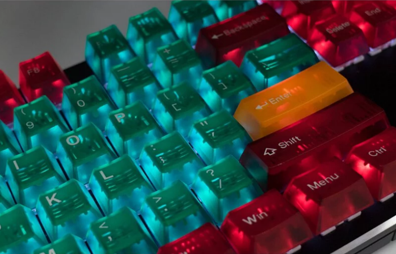 Tai-Hao ABS/Backlit/Cubic Profile/108 keycaps/1 Key Puller (T31GN301)(Orz II (Green))