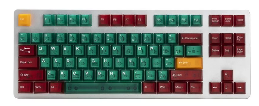 Tai-Hao ABS/Backlit/Cubic Profile/108 keycaps/1 Key Puller (T31GN301)(Orz II (Green))