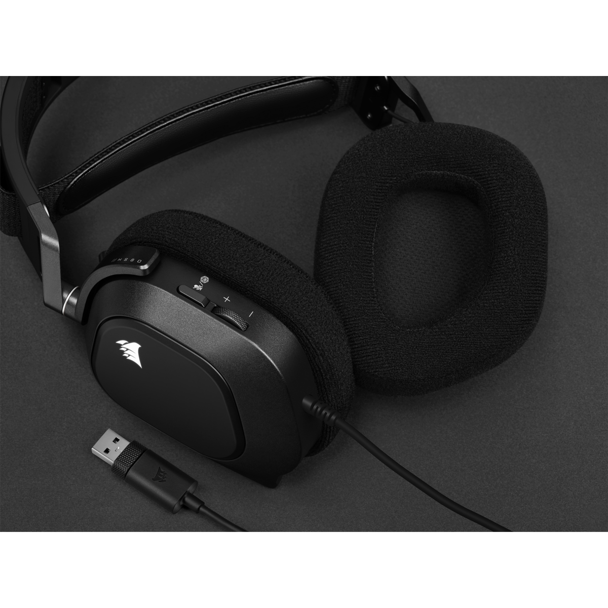 Corsair HS80 RGB USB 7.1聲道 有線遊戲耳機(碳黑色)