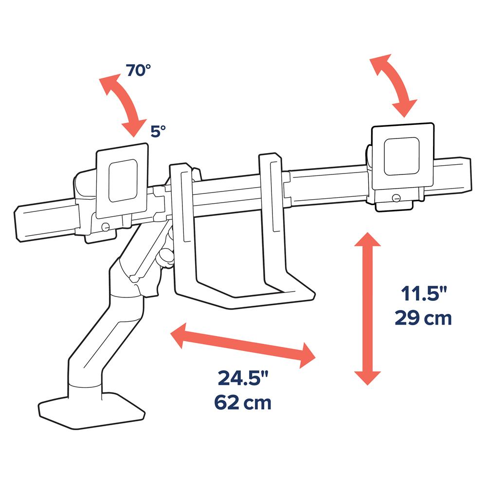 Ergotron HX 雙顯示器單臂支架(銀色 45-476-026)