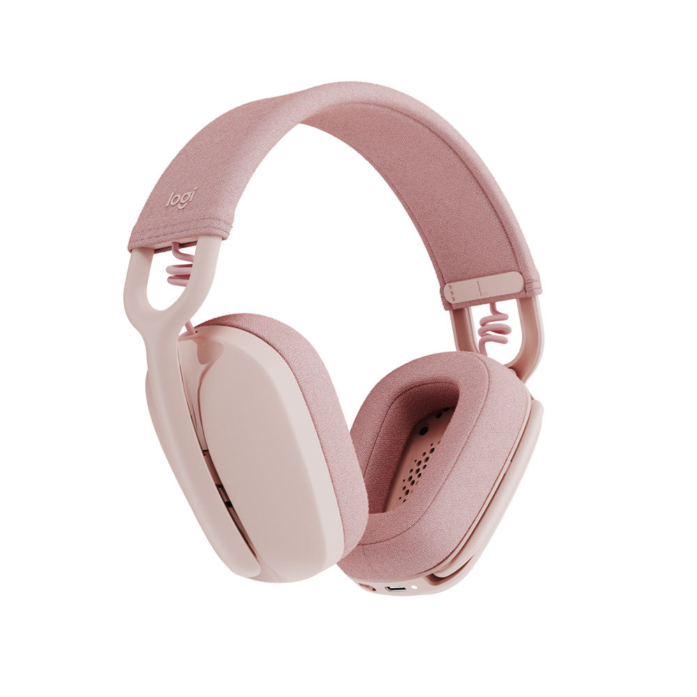 Logitech ZONE VIBE 100 無線頭戴式耳機(玫瑰色)