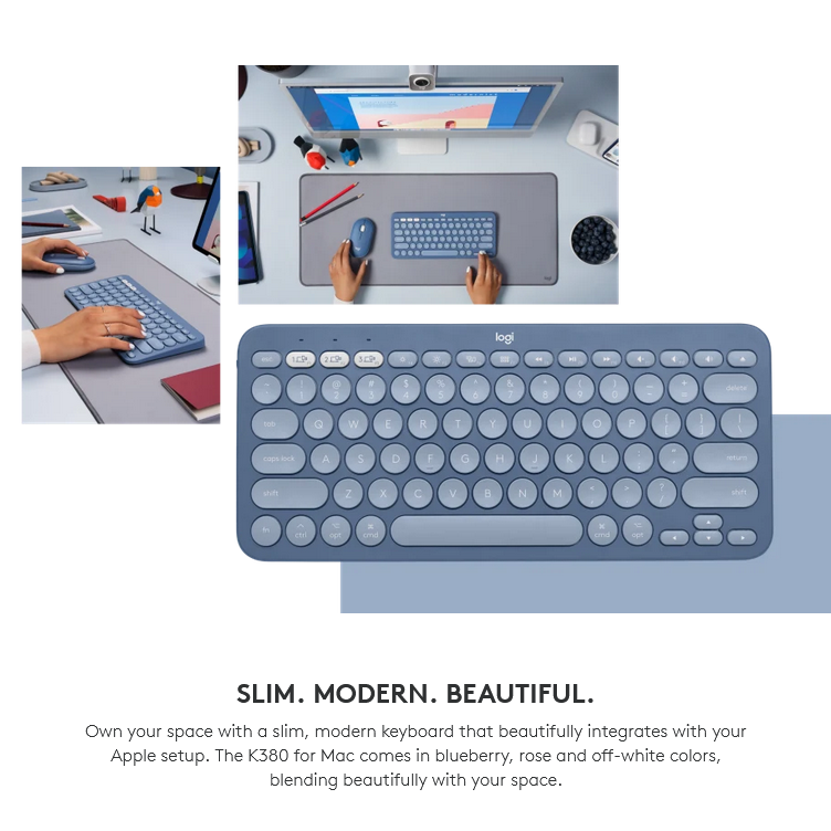 Logitech K380 for mac 跨平台藍牙無線鍵盤 (英文版-Blueberry)