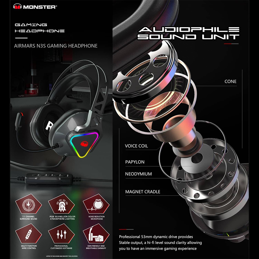 Monster Airmars N3S 7.1 遊戲耳機