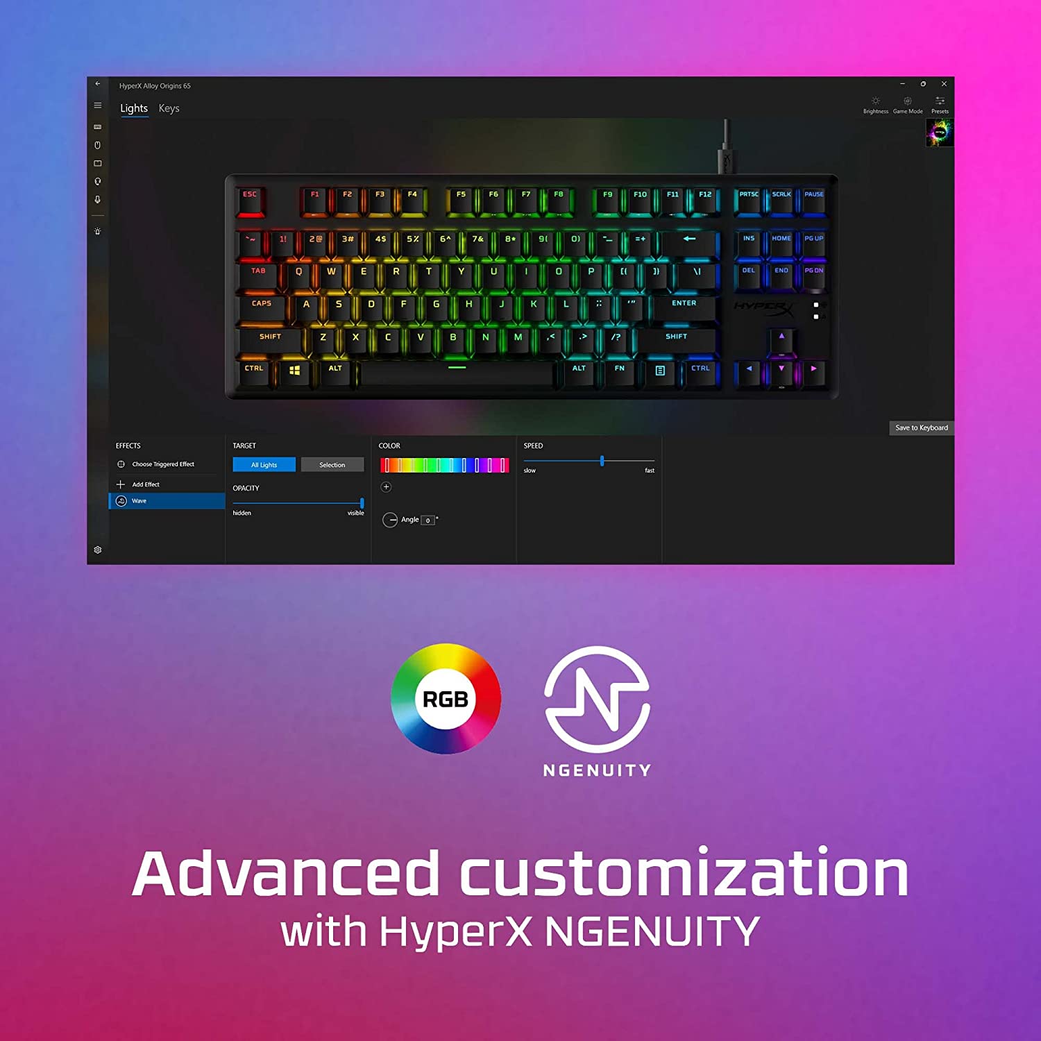 HYPERX Alloy Origins Core 87鍵 PBT RGB 機械式鍵盤(紅軸)