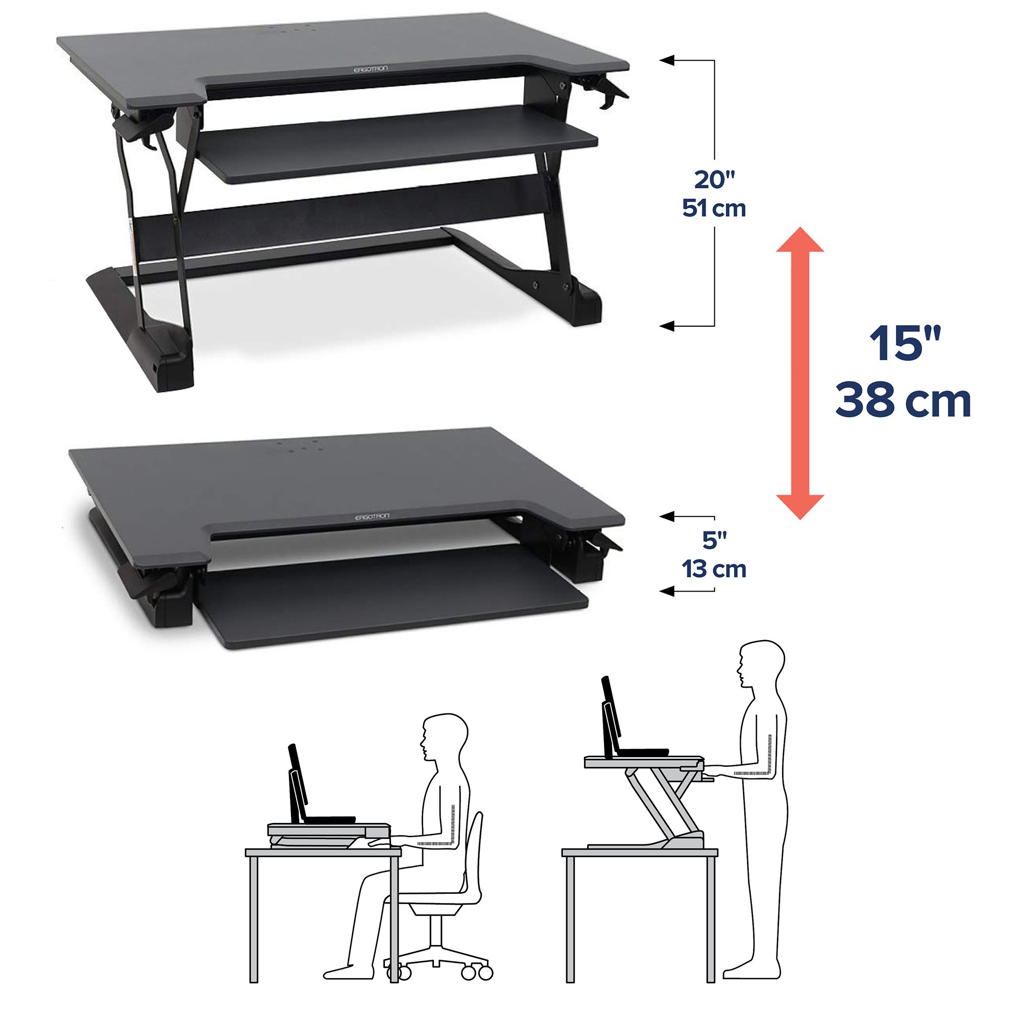 Ergotron WorkFit-TL 坐站兩用桌面工作站(33-406-085 炭黑)