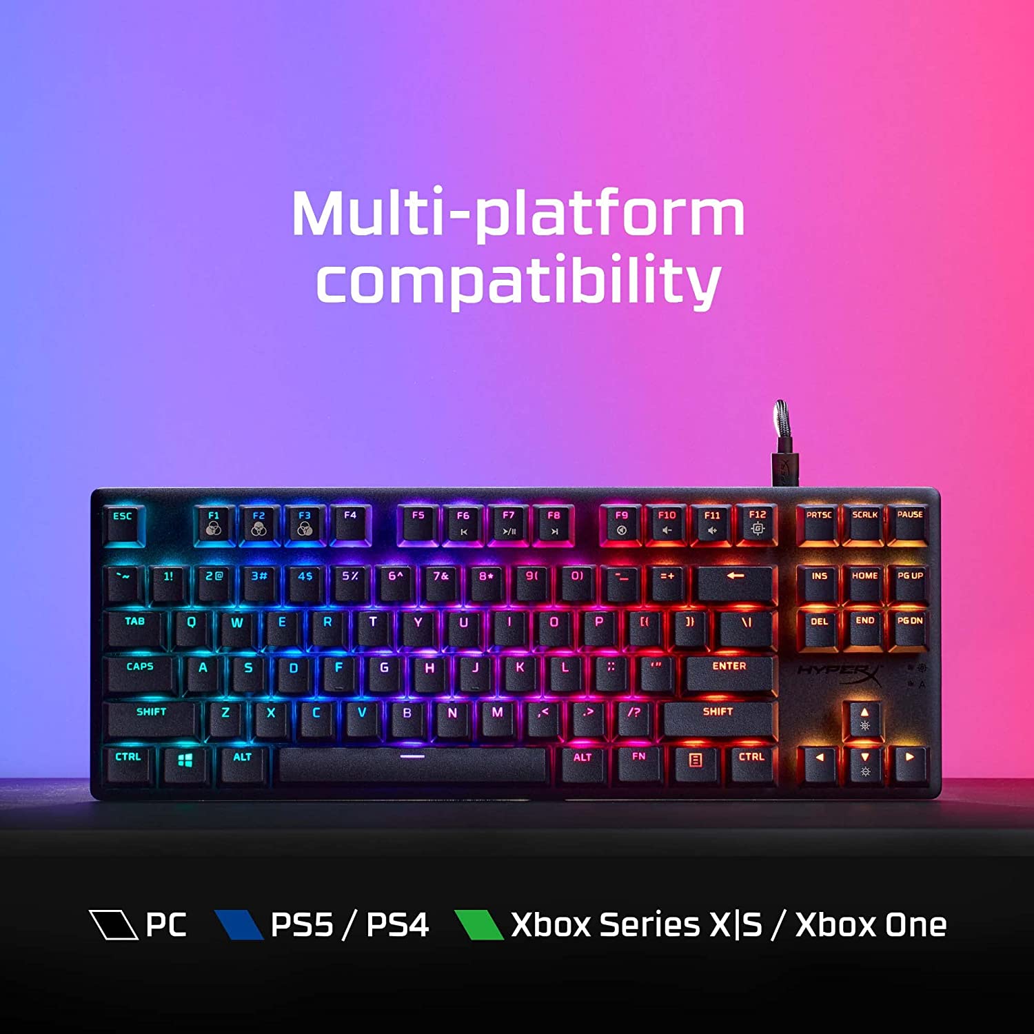 HYPERX Alloy Origins Core 87鍵 PBT RGB 機械式鍵盤(紅軸)