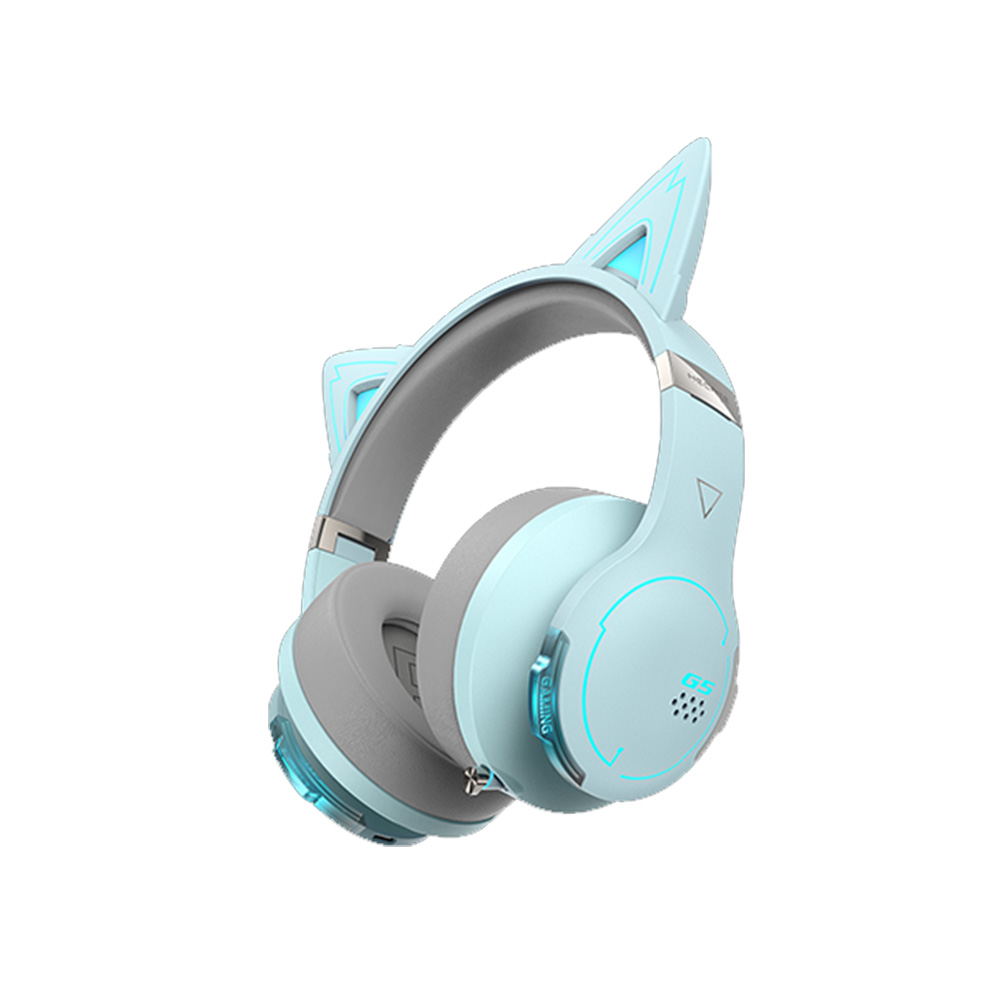 Edifier G5BT 萌貓版藍牙無線低延遲電競耳機(Sky Blue 水晶藍)