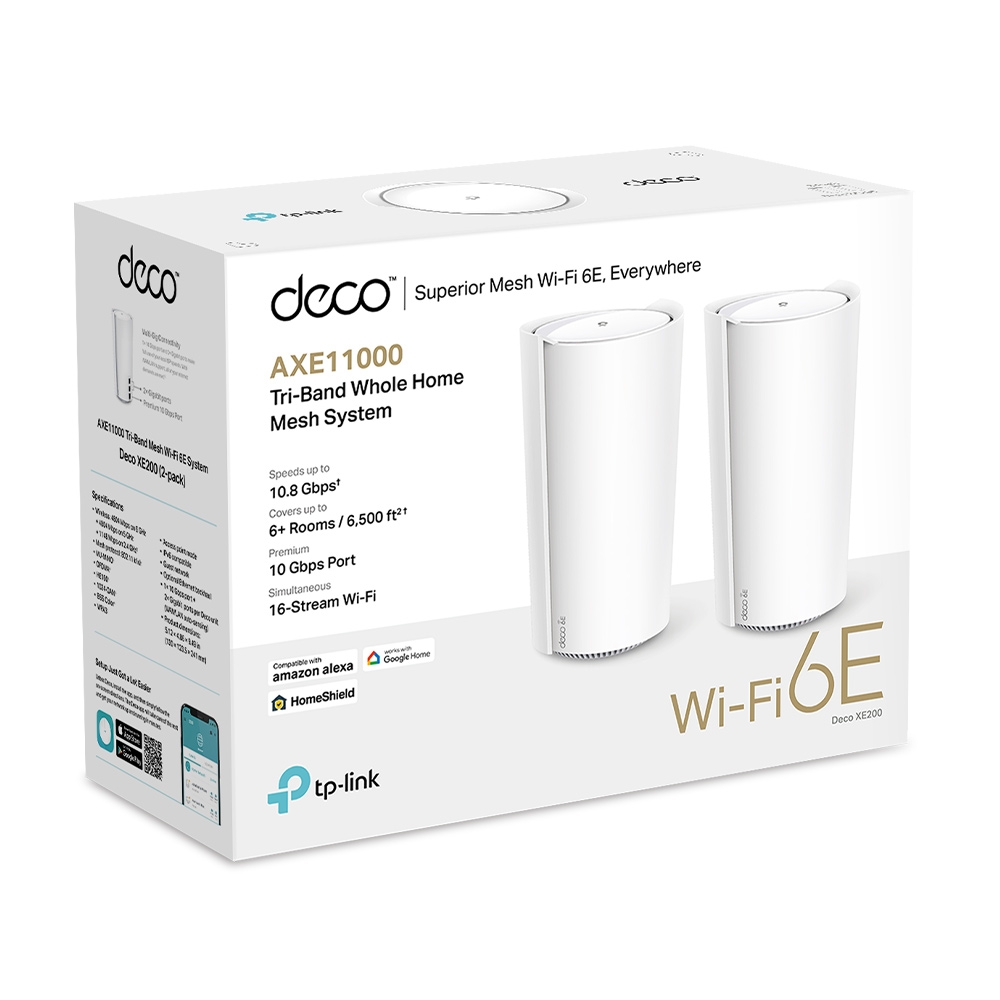 TP-Link Deco XE200 AXE11000 WiFi 6E 全屋覆蓋 三頻 Mesh 路由器(2件套裝)