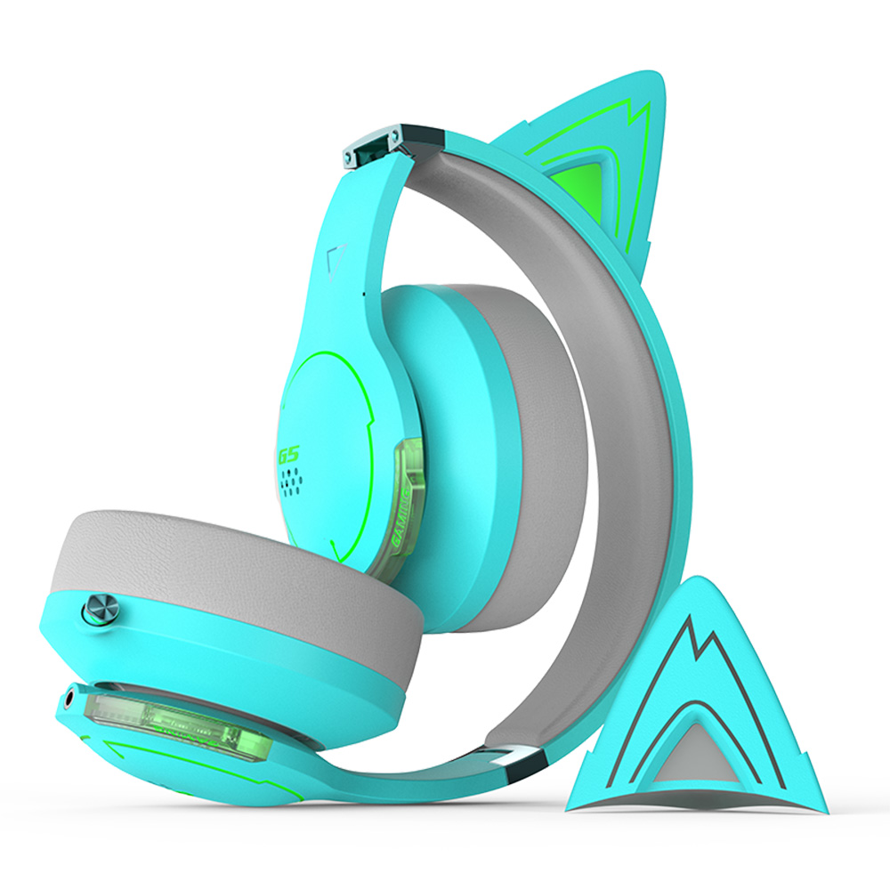 Edifier G5BT 萌貓版藍牙無線低延遲電競耳機(Turquoise 知更藍)