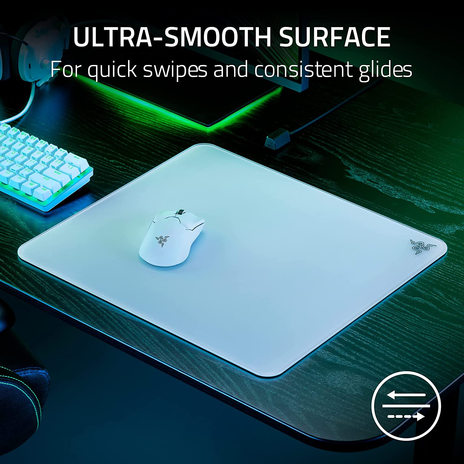 Razer Atlas Premium 強化玻璃遊戲滑鼠墊(白色)