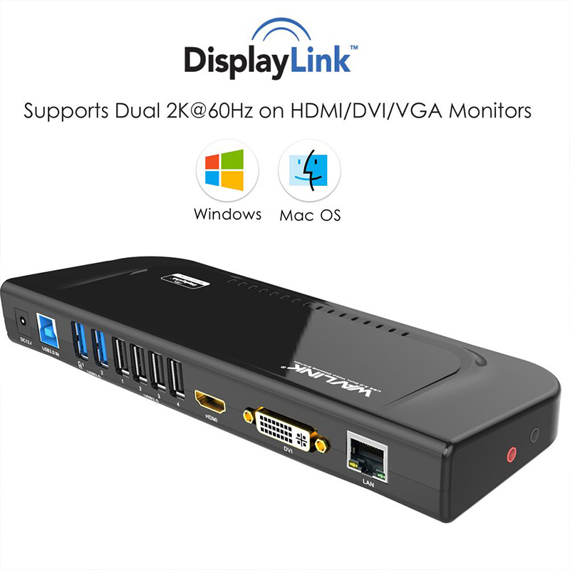 Wavlink Dual 2K DisplayLink USB 3.0 多功能擴充基座套裝(WS-UG39DK4)