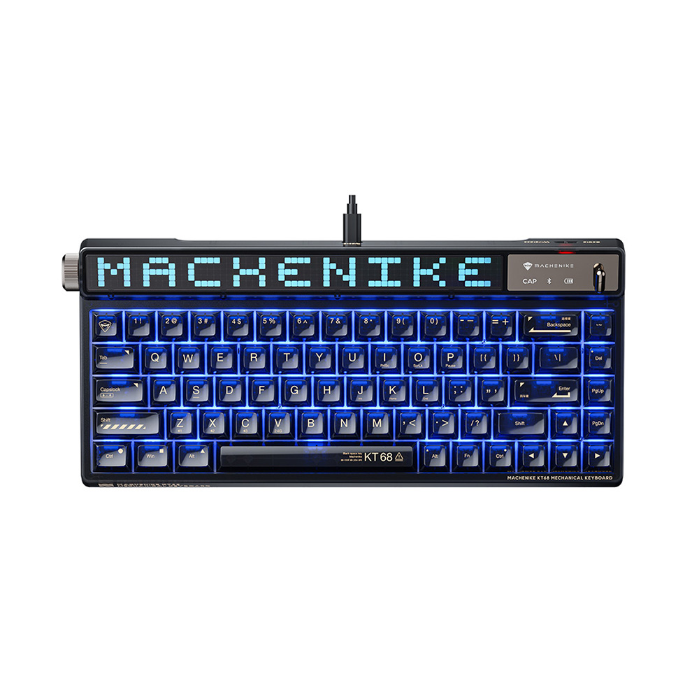 Machenike KT68 Limited Edition 68鍵 PBT RGB Hot-Swappable 可換軸 藍牙無線機械鍵盤 透明黑(凱華知冬軸)