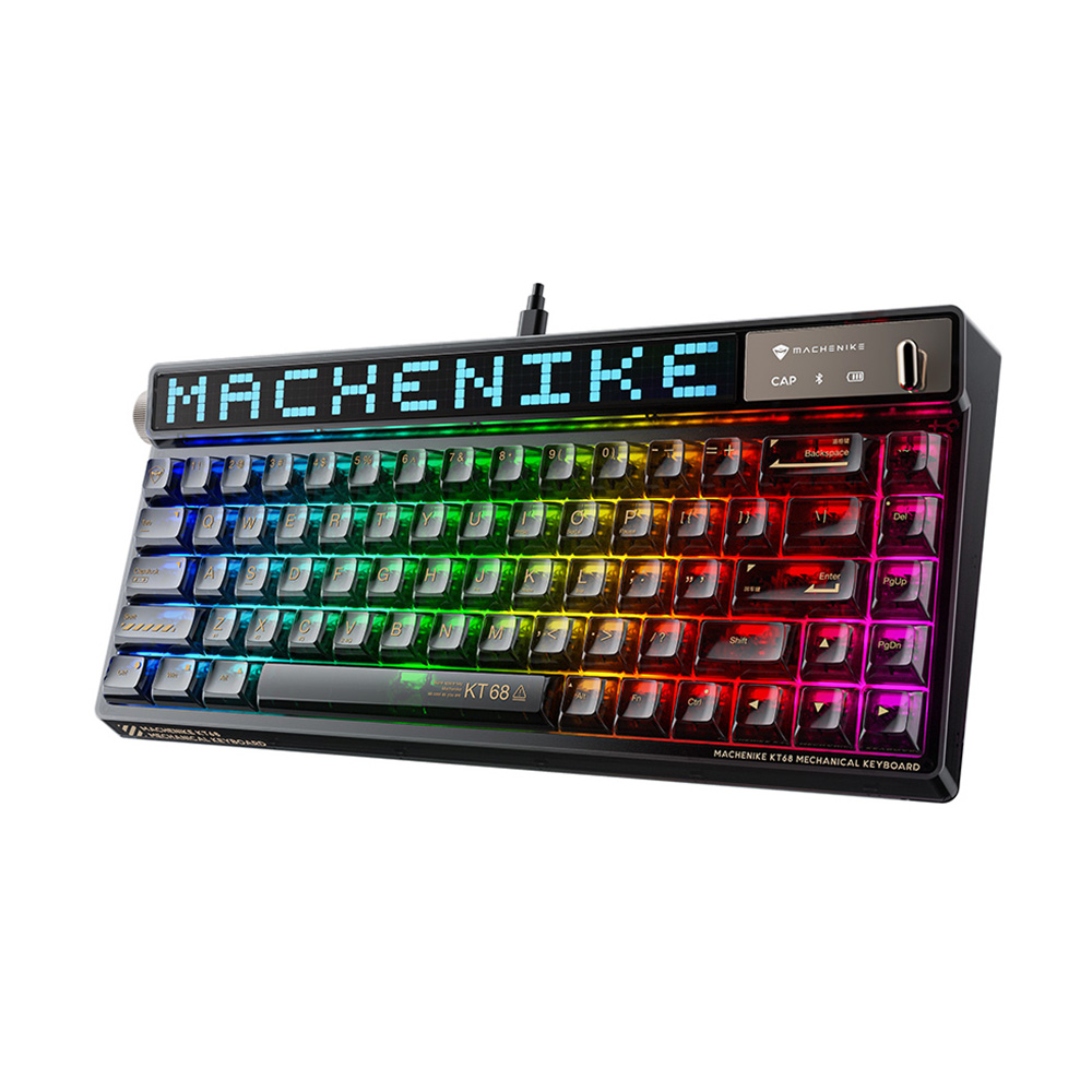 Machenike KT68 Limited Edition 68鍵 PBT RGB Hot-Swappable 可換軸 藍牙無線機械鍵盤 透明黑(凱華知冬軸)