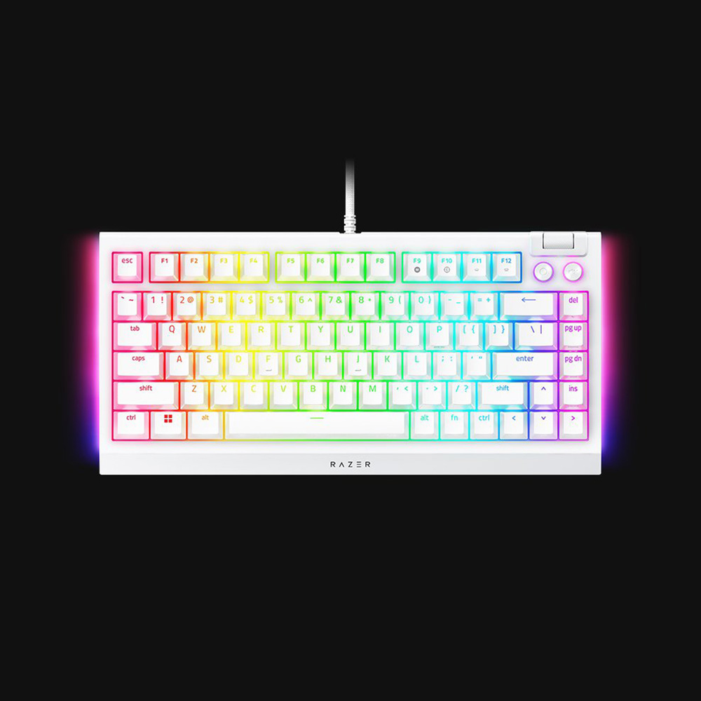 Razer BlackWidow V4 75% Hot-Swappable 可換軸 機械式電競鍵盤(觸感橙軸-白色-英文版)