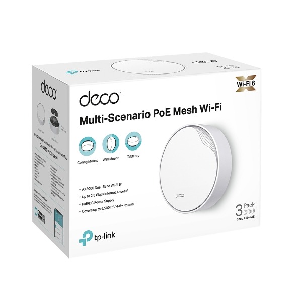 TP-Link Deco X50-PoE AX3000 雙頻 WiFi 6+ 2.5G WAN/LAN Mesh PoE 路由器(3件套裝)
