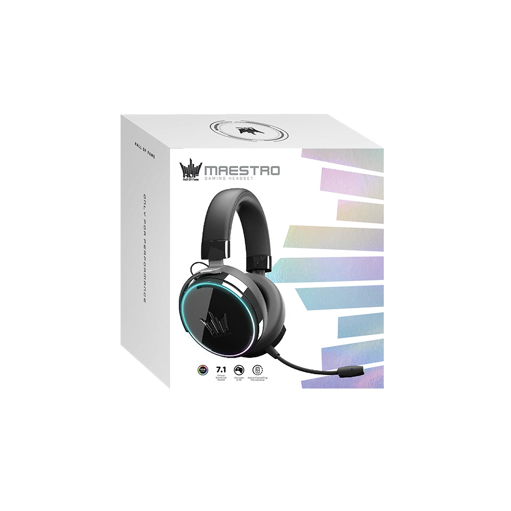 GALAX HOF Maestro H1 RGB 有線電競耳機(亮面黑)
