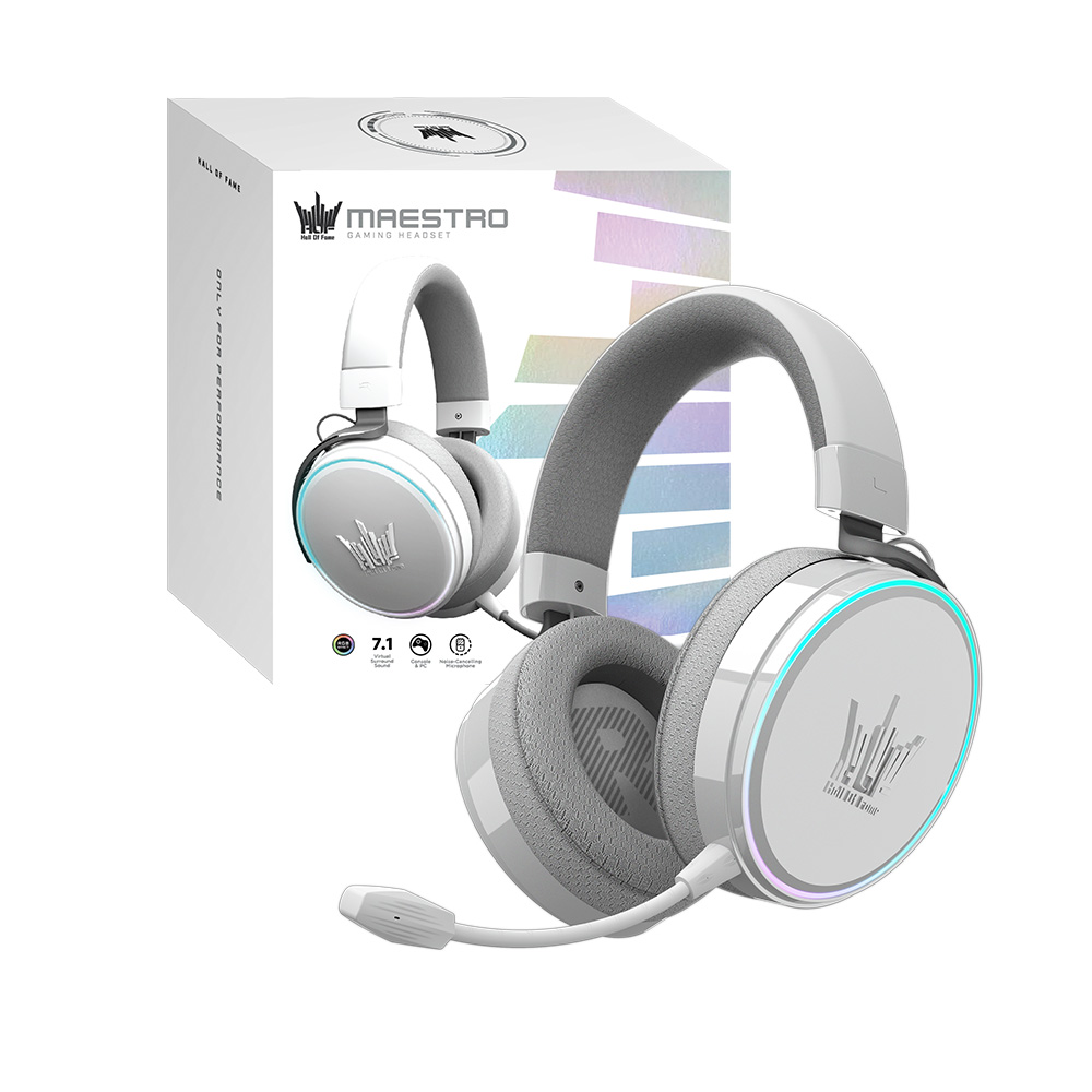 GALAX HOF Maestro H1 RGB 有線電競耳機(亮面白)