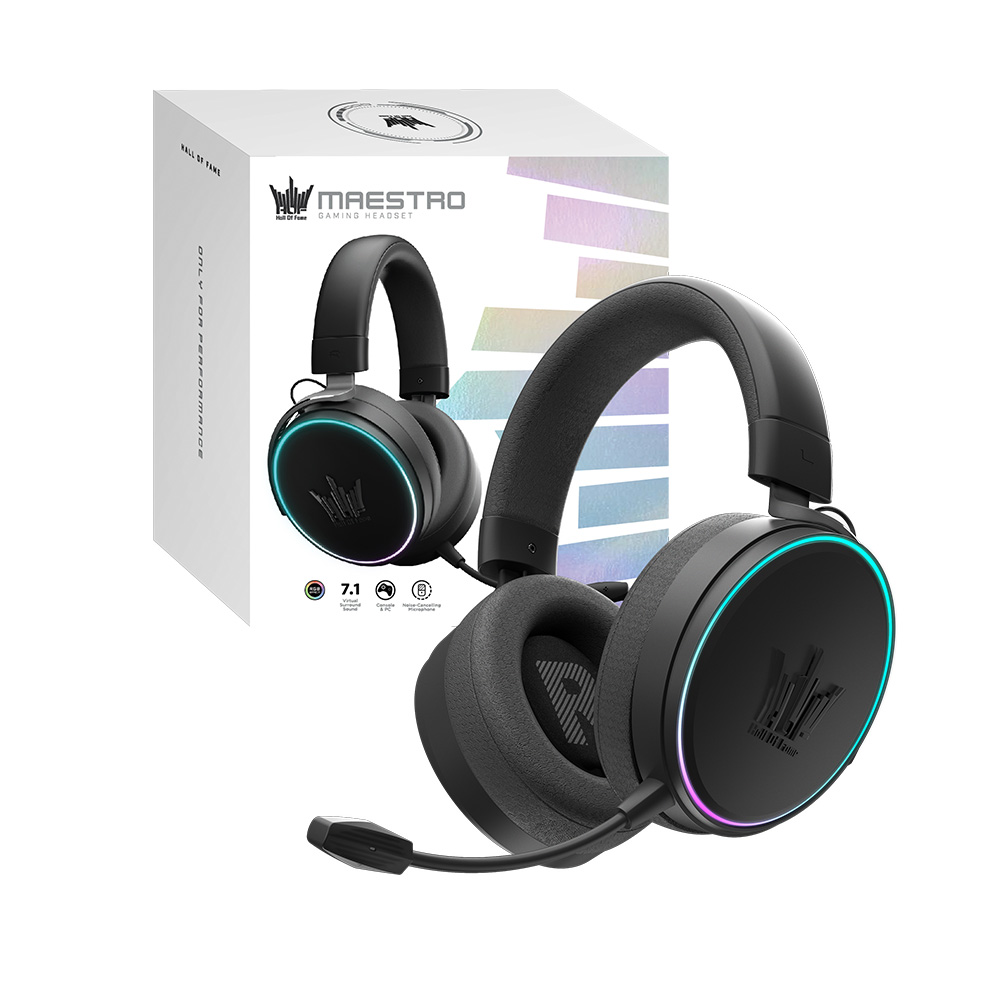 GALAX HOF Maestro H1 RGB 有線電競耳機(啞面黑)