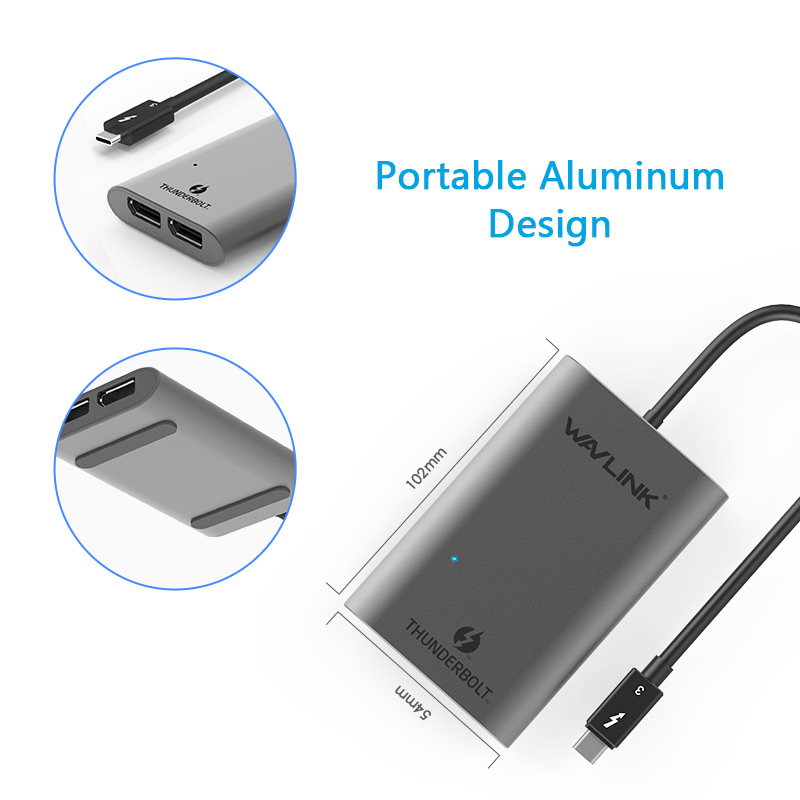 WAVLINK Thunderbolt 3 to 8K@30Hz Displayport Adapter 雷電三轉雙DP轉接器