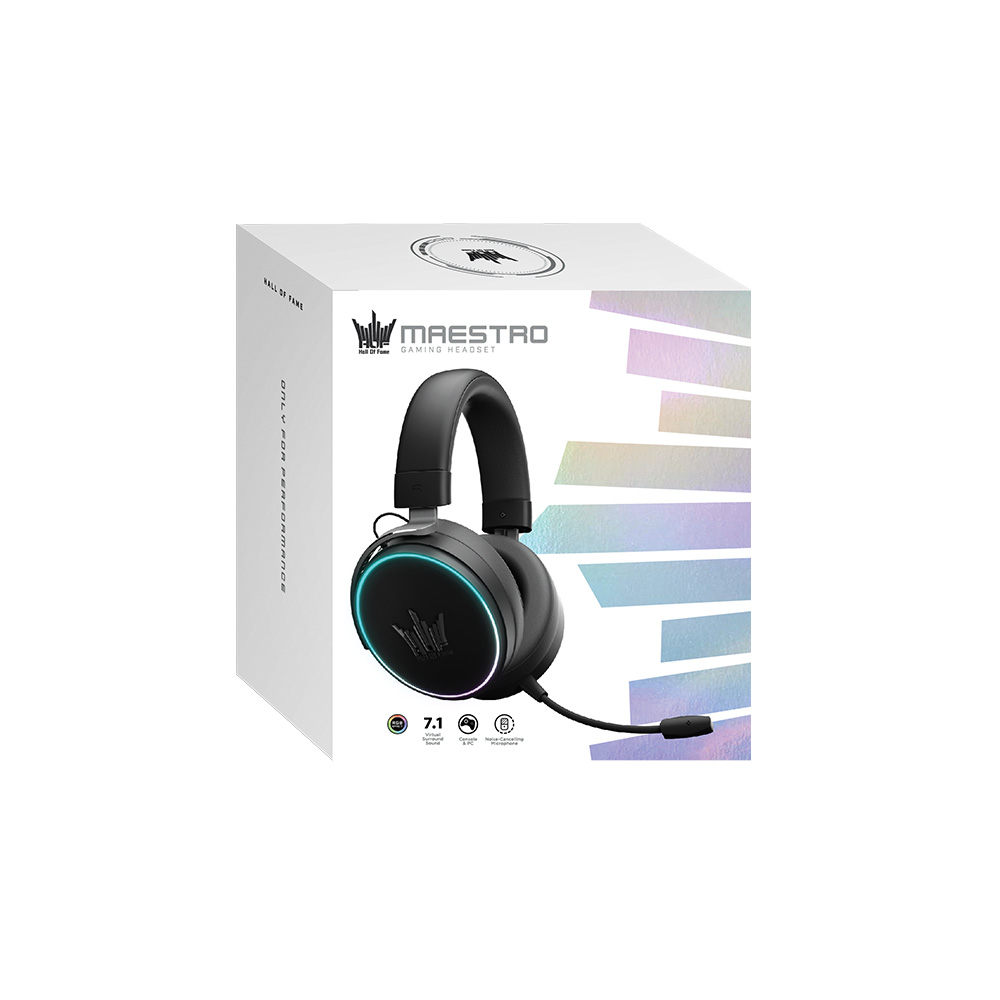 GALAX HOF Maestro H1 RGB 有線電競耳機(啞面黑)