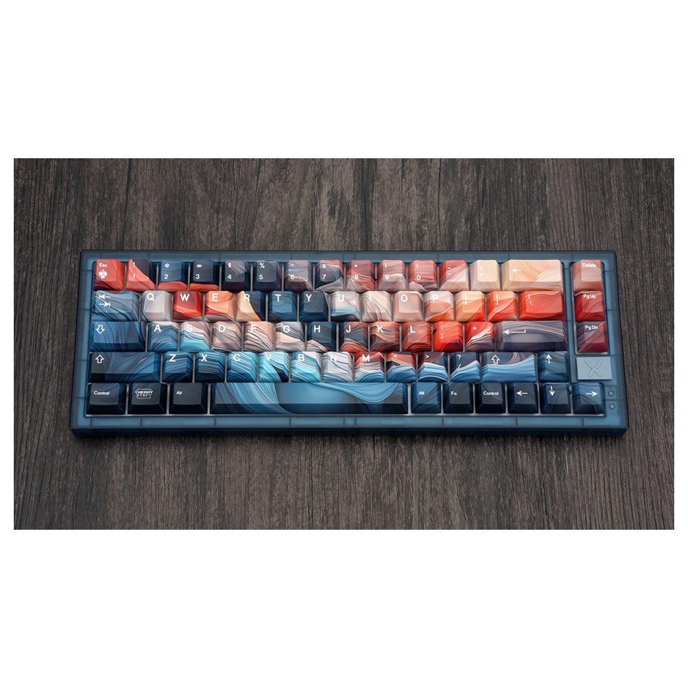CHERRY XTRFY K5V2 Amnis Blue Hot-swappable 洪流主題 連桌墊 MX2A預潤滑紅軸 可換軸 機械式鍵盤