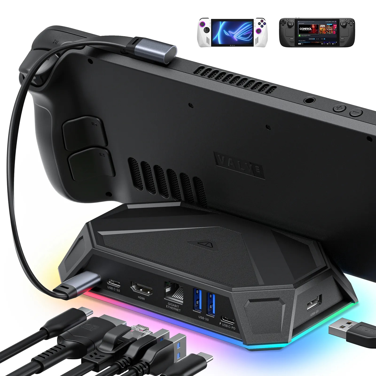 JSAUX 8-Port RGB Docking Station 八口 擴展塢(黑色)