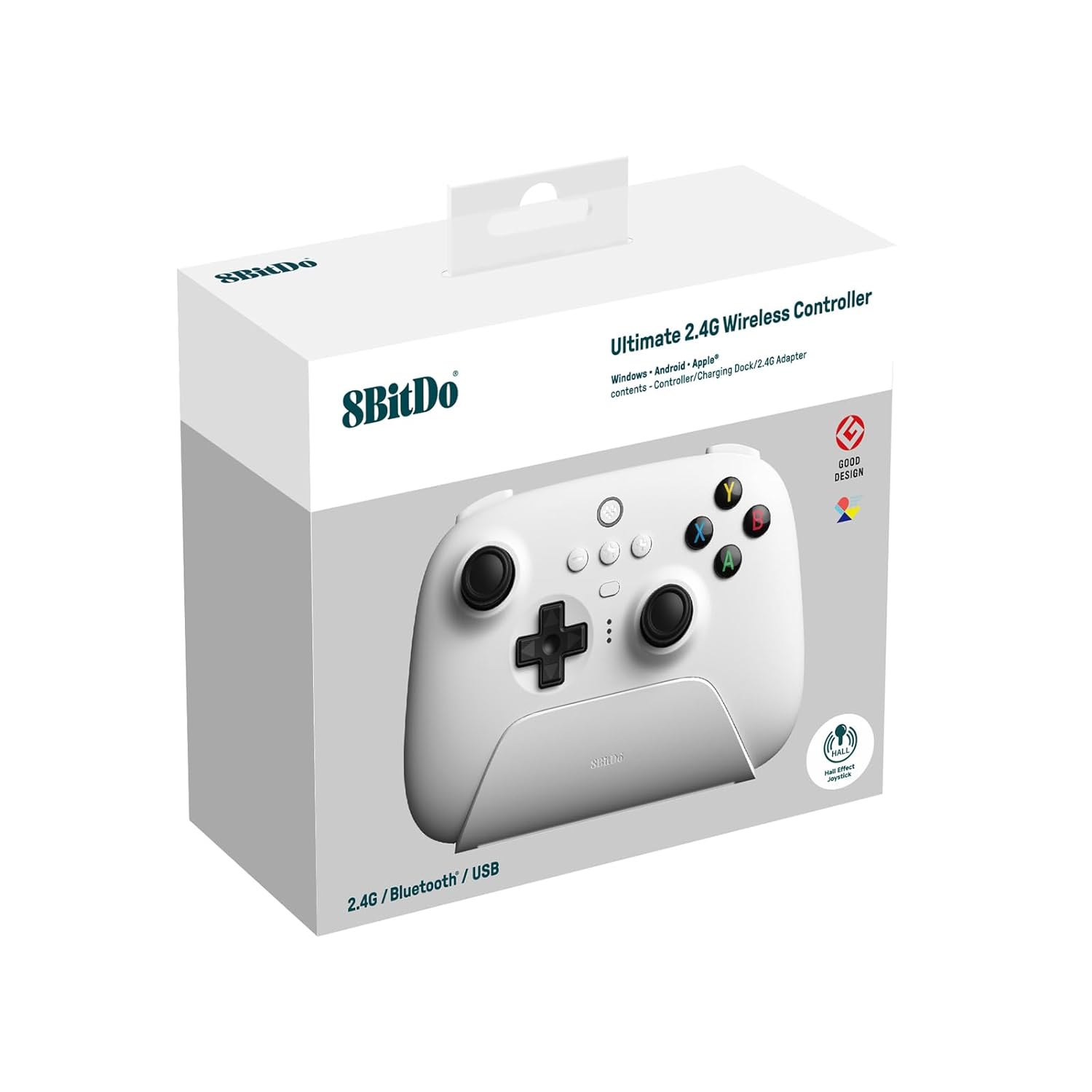 8BitDo 八位堂 獵戶座Ultimate無線控制器連充電座(2.4G 霍爾效應版)(白色)