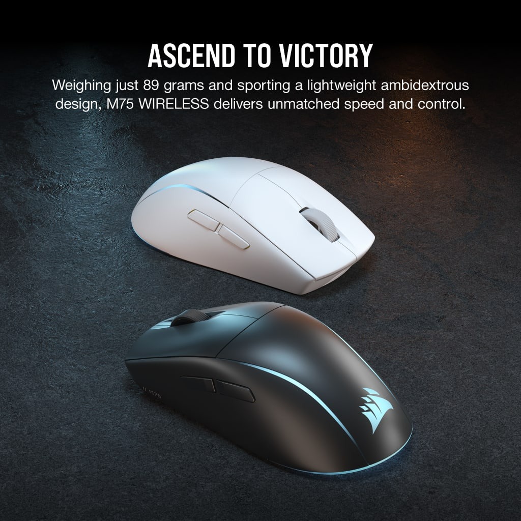 Corsair M75 Wireless Lightweight RGB 超輕量 無線遊戲滑鼠(白色)