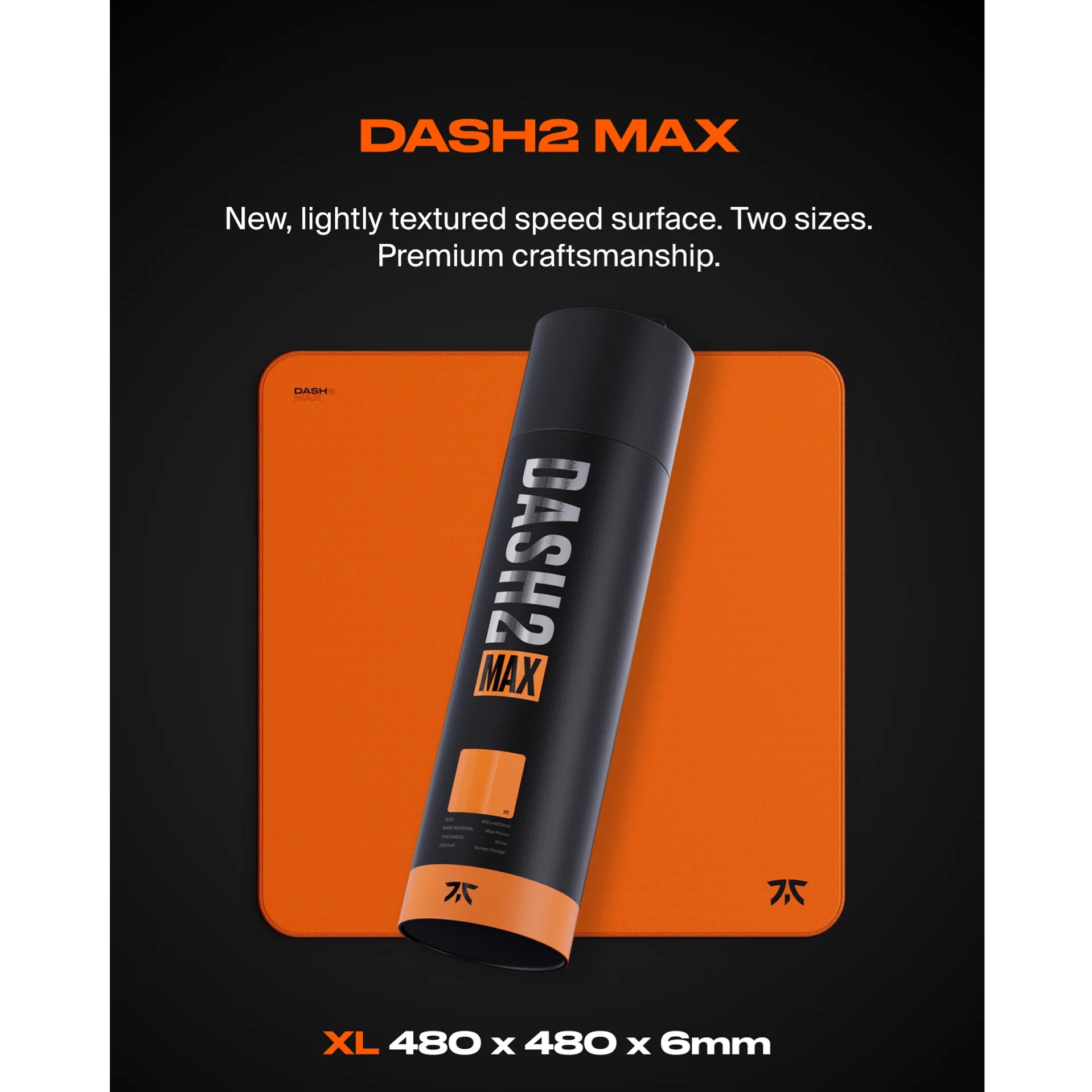 Fnatic Dash V2 Max 電競滑鼠墊(XL 480X480X6MM-Sunset Orange)