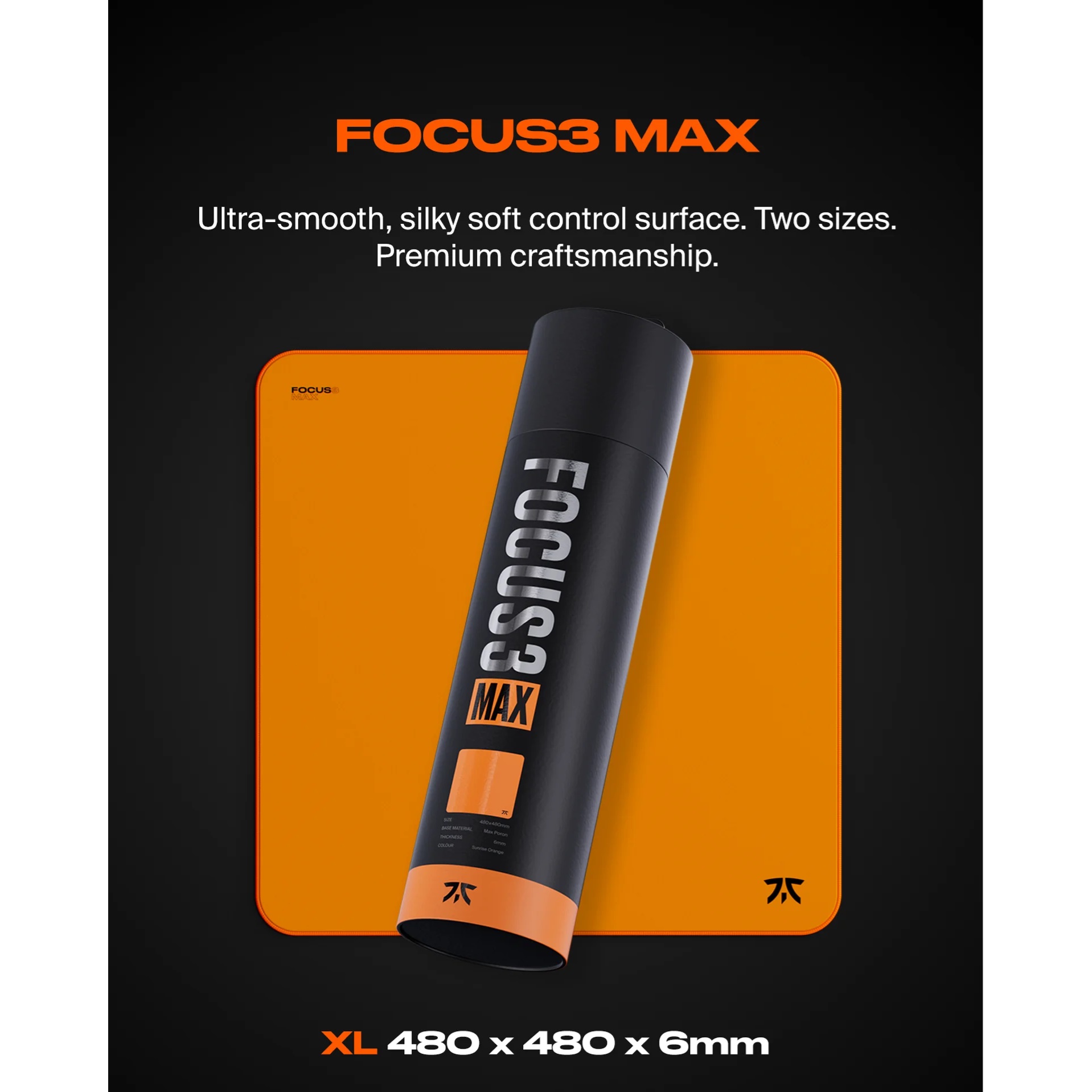 Fnatic Focus 3 Max 電競滑鼠墊(XL 480X480X6MM-Sunrise Orange)