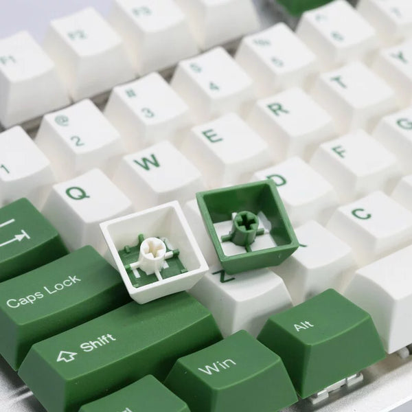 Tai-Hao Doubleshot ABS/Cubic Profile/115 Keycaps/1 Key Puller (T01WH205)(White+Green - 附日文碼 正刻)