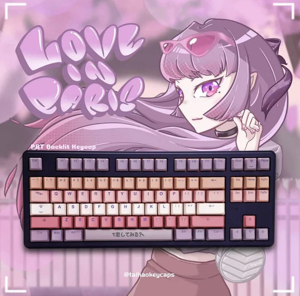 Tai-Hao Doubleshot PBT/Backlit/140 Keycaps/2 Keys Puller (C22RB605)(Love in Paris)