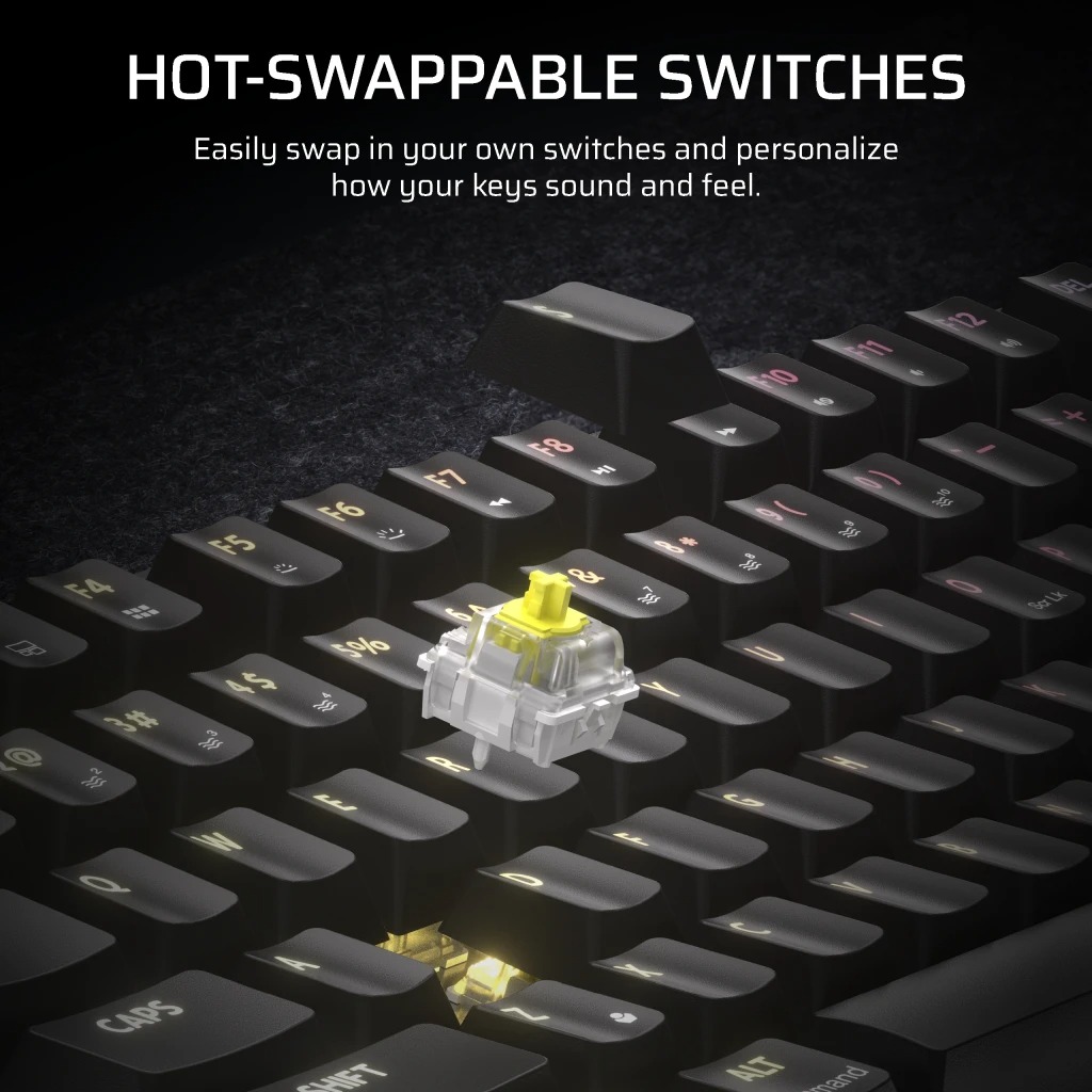 Corsair K65 PLUS Wireless 75% RGB 三模機械式遊戲鍵盤(觸感黃軸)