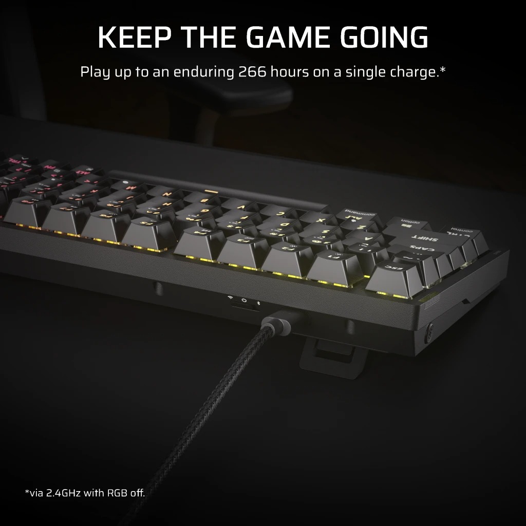 Corsair K65 PLUS Wireless 75% RGB 三模機械式遊戲鍵盤(觸感黃軸)