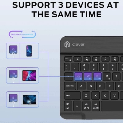 iClever IC-BK04 7色LED背光超薄靜音藍牙鍵盤